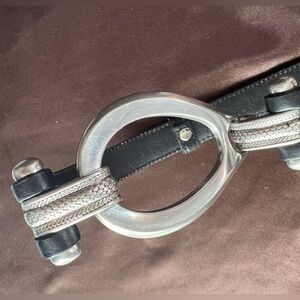 Black Adjustable Leather Lined Belt with Silver Buckle 😻